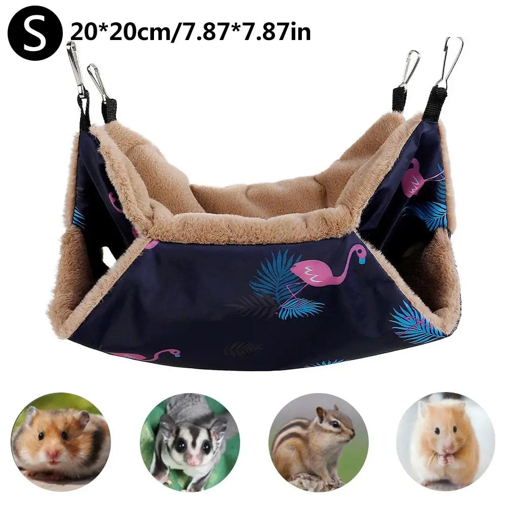 Hamster Hammock Three-layer Small Pet Hanging Bed Winter Warm Plush Hamster Hammock Hanging Nest Cage for Ferret Squirrel