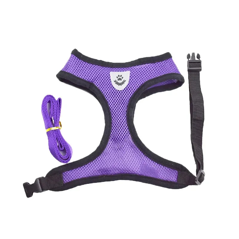 Cat Dog Adjustable Harness Vest Walking Lead Leash For Puppy Dogs Collar Polyester Harness For Small Medium Dog Cat Accessories