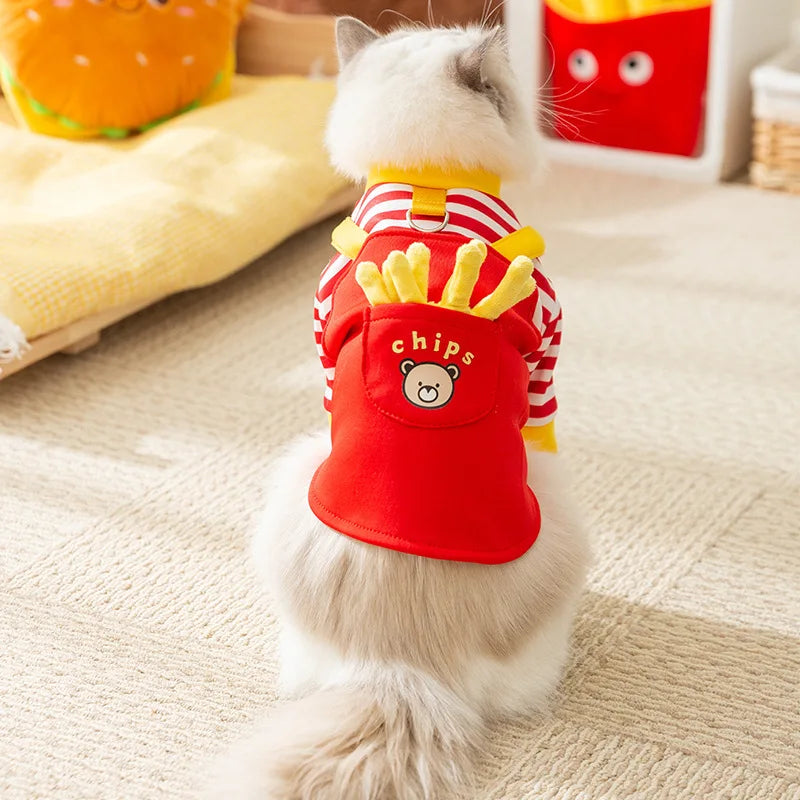 2025 Dog Clothes Cute Dog Hoodies Thin Autumn Winter Dog Coat with D-Ring Striped Print Puppy Sweatshirt Cat Jacket Pet Apparel