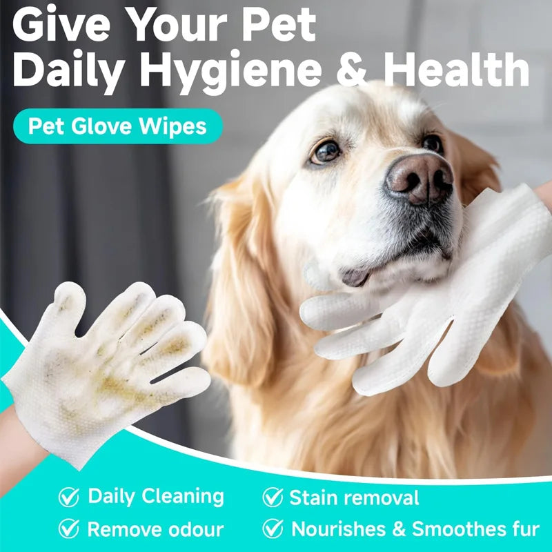 Pet Glove Wipes for Dogs and Cats Cleaning & DeodorisingGlove Bathing Wipes Moisture-rich Thickened Gloves