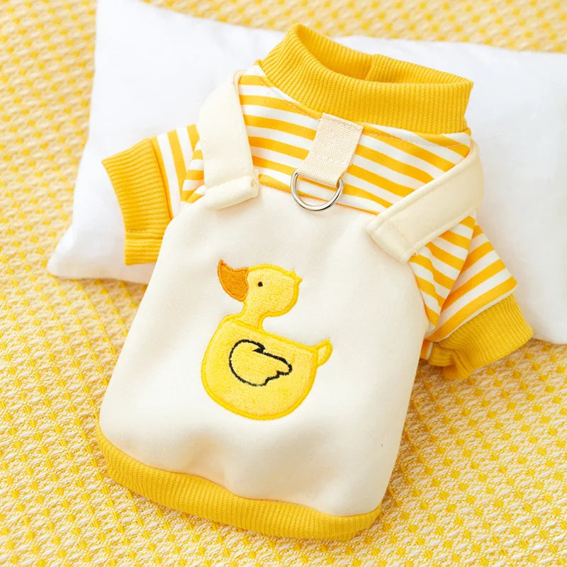 2025 Dog Clothes Cute Dog Hoodies Thin Autumn Winter Dog Coat with D-Ring Striped Print Puppy Sweatshirt Cat Jacket Pet Apparel