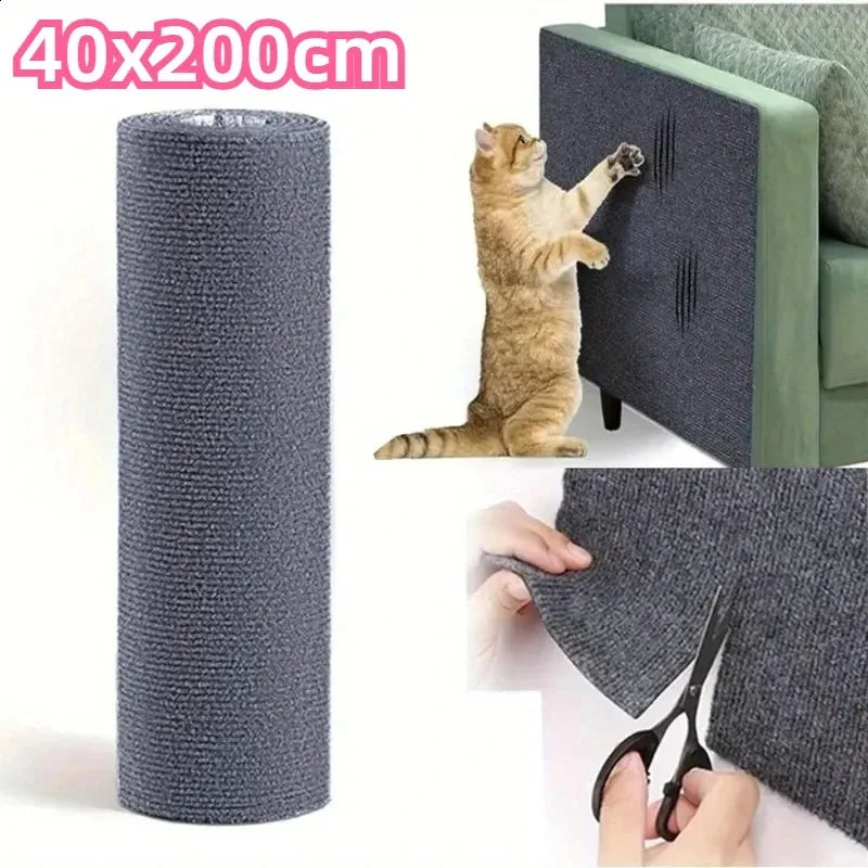 40*200cm Wall Self-Adhesive Anti Cat Scratch Sofa DIY Cats Scratch Protection Paws Sharpen Trimmable Carpet Cats Scratch Board