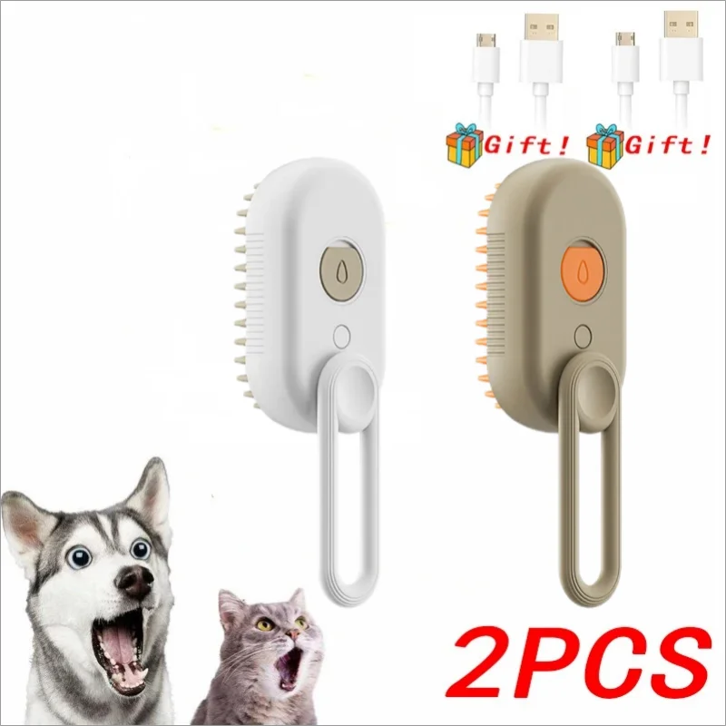 Cat Dog Pet Spray Massage Brush One Button Steam Spray Folding Rotatable Floating Hair Bath Hair Removal Brush Comb