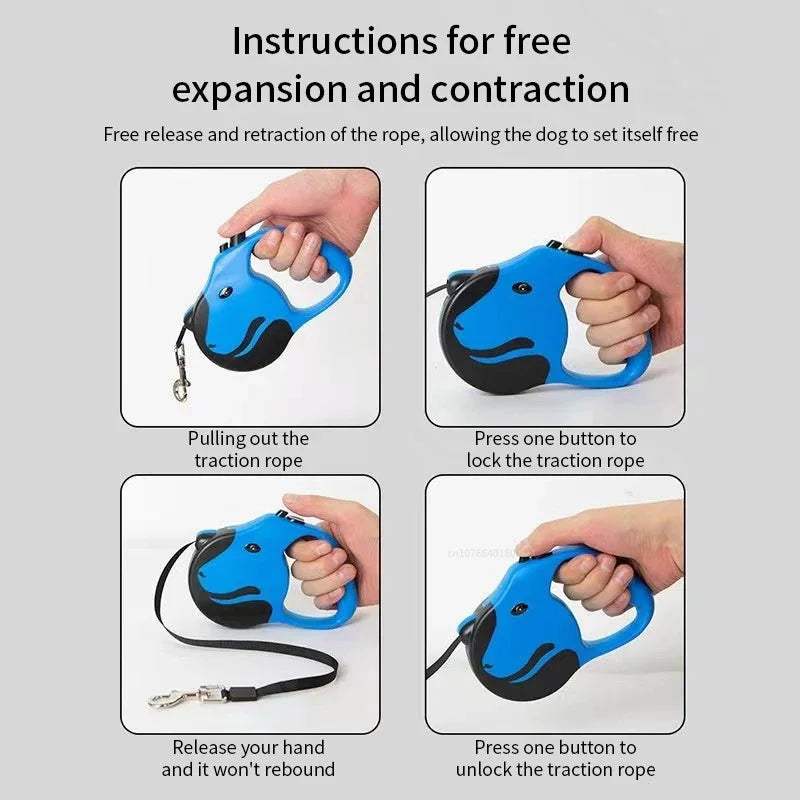 3 Meters 5 Meters Retractable Dog Leash Pet Leash Traction Rope Belt Automatic Flexible Leash For Small Medium Large Dog Product
