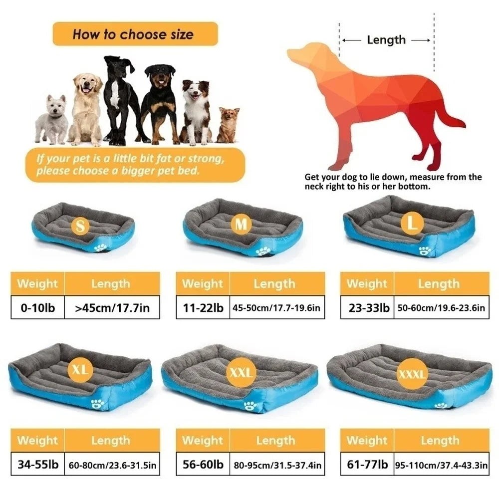 Square Large Dog Bed Soft Cat Sleeping Mat Warm Basket for Dog Waterproof Pet House for Small Dog Cushion Cat