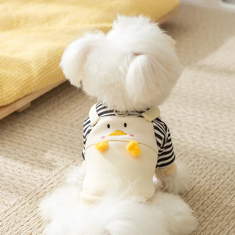 2025 Dog Clothes Cute Dog Hoodies Thin Autumn Winter Dog Coat with D-Ring Striped Print Puppy Sweatshirt Cat Jacket Pet Apparel