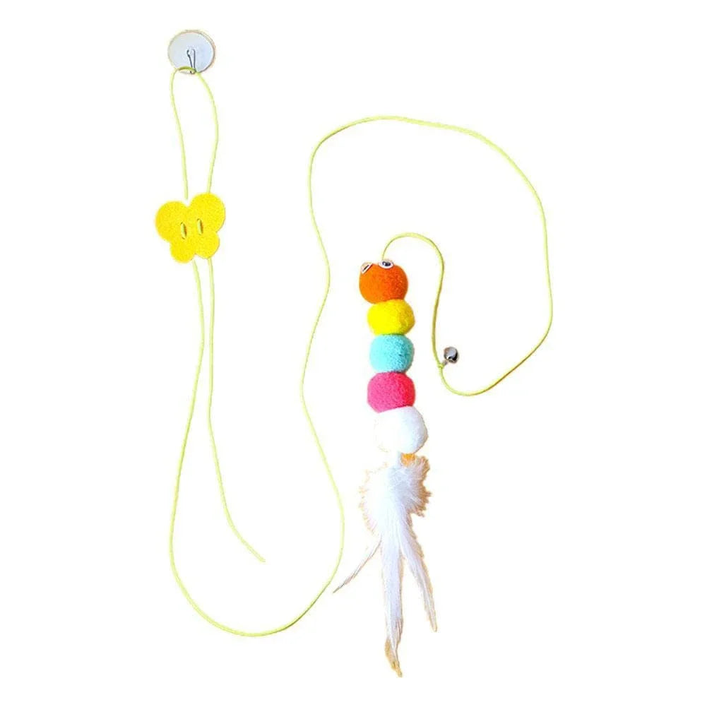 Cat Toy Hang on The Swing Hang on The Door Hang Elastic Feather Toy