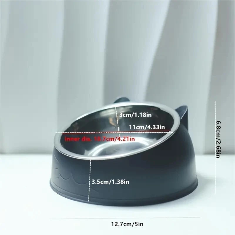 100ML Cat Dog Bowl 15 Degrees Raised Non Slip Puppy Base Food Drinking Water Feeder Tilt Safeguard Neck Pet Accessories