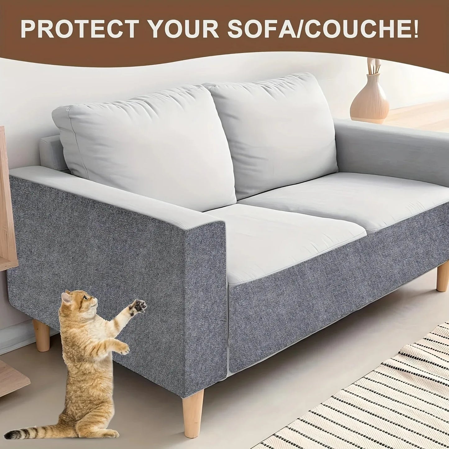 40*200cm Wall Self-Adhesive Anti Cat Scratch Sofa DIY Cats Scratch Protection Paws Sharpen Trimmable Carpet Cats Scratch Board
