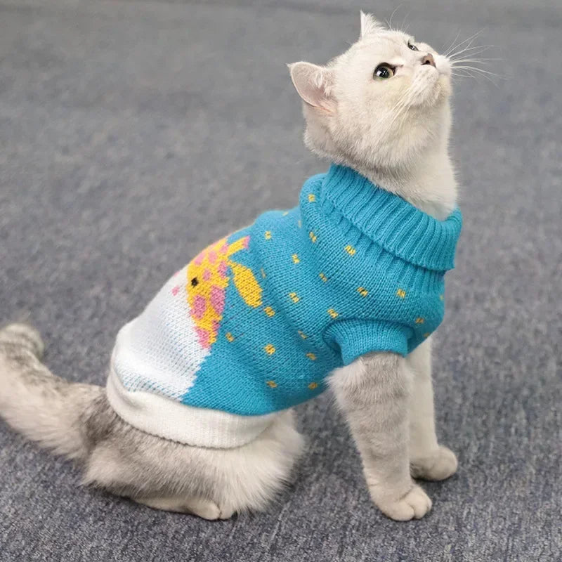 S-2XL Turtleneck Cat Sweater Knitted Jumper Cat Christmas Sweater for Cats Small Dogs Winter Sphinx Cat Clothes Pet Costumes