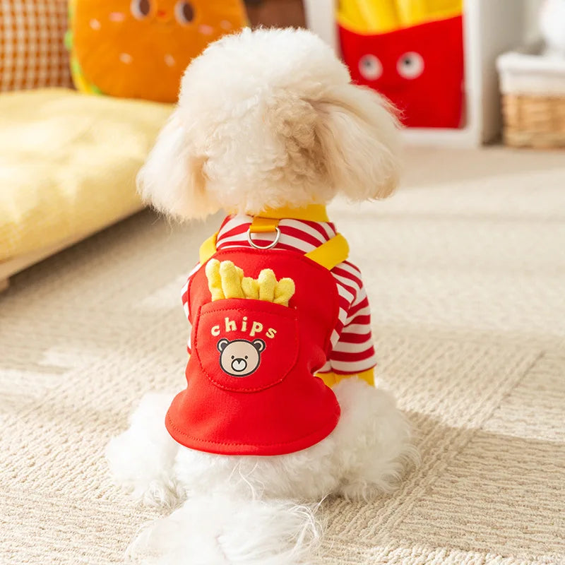 2025 Dog Clothes Cute Dog Hoodies Thin Autumn Winter Dog Coat with D-Ring Striped Print Puppy Sweatshirt Cat Jacket Pet Apparel