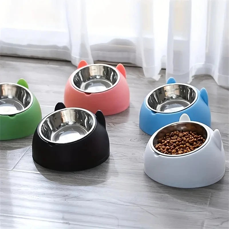 100ML Cat Dog Bowl 15 Degrees Raised Non Slip Puppy Base Food Drinking Water Feeder Tilt Safeguard Neck Pet Accessories