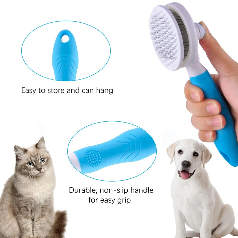 Pet Grooming Massage Brush Hair Cleaning Brush One Click Cleaning Removes Tangles Loose Hair For Short Or Long Hair Cats And Dog