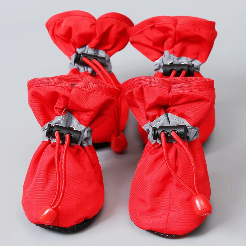 4PCS/Set Weatherproof Dog Shoes for Small Medium Dogs Snow Rain Boots Anti-slip Puppy Shoes for Teddy Bichon Frise Schnauzer