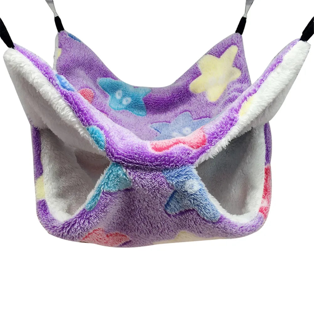 Hamster Hammock Three-layer Small Pet Hanging Bed Winter Warm Plush Hamster Hammock Hanging Nest Cage for Ferret Squirrel