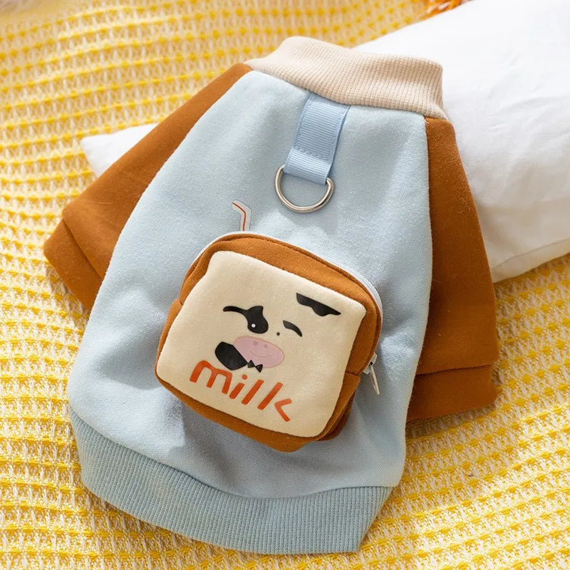 2025 Dog Clothes Cute Dog Hoodies Thin Autumn Winter Dog Coat with D-Ring Striped Print Puppy Sweatshirt Cat Jacket Pet Apparel