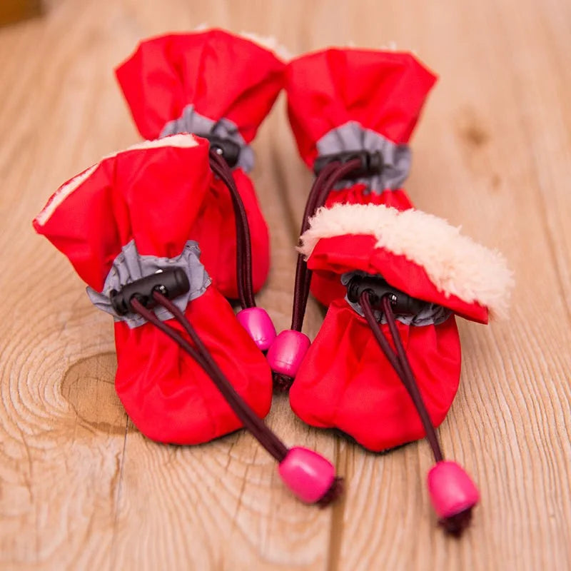 4PCS/Set Weatherproof Dog Shoes for Small Medium Dogs Snow Rain Boots Anti-slip Puppy Shoes for Teddy Bichon Frise Schnauzer
