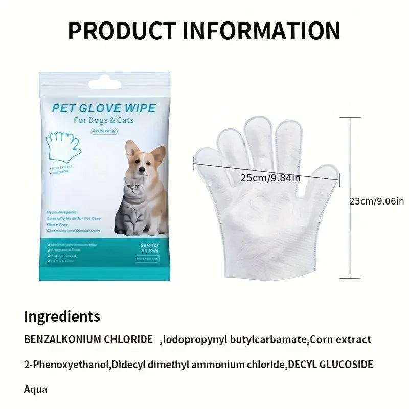 Pet Glove Wipes for Dogs and Cats Cleaning & DeodorisingGlove Bathing Wipes Moisture-rich Thickened Gloves