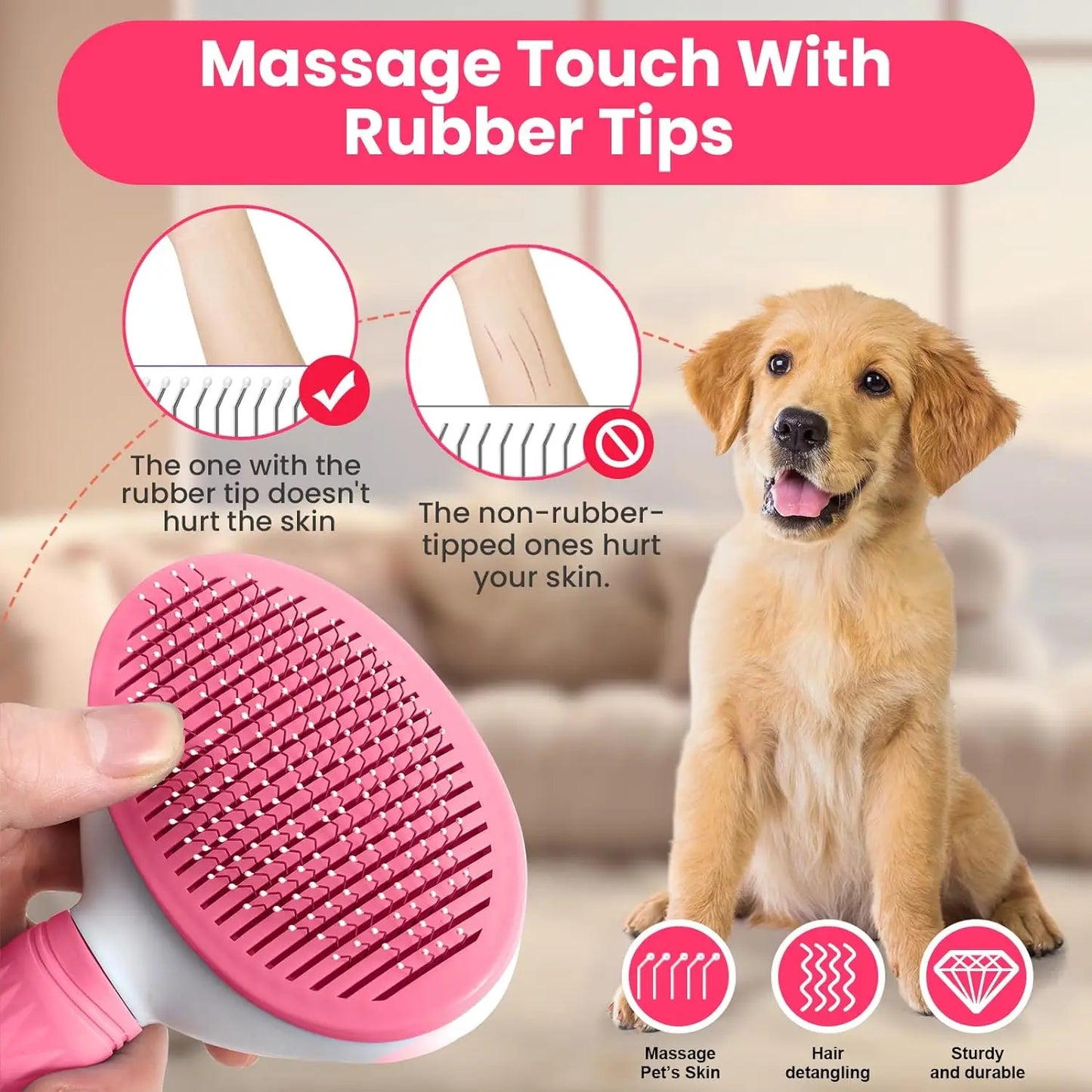 2 Pcs Dog Cat Brush Accessories Pet Hair Comb For Dogs Cats Remove Pet Hairs Lint Supplies Pets Grooming Hair Products Accessory