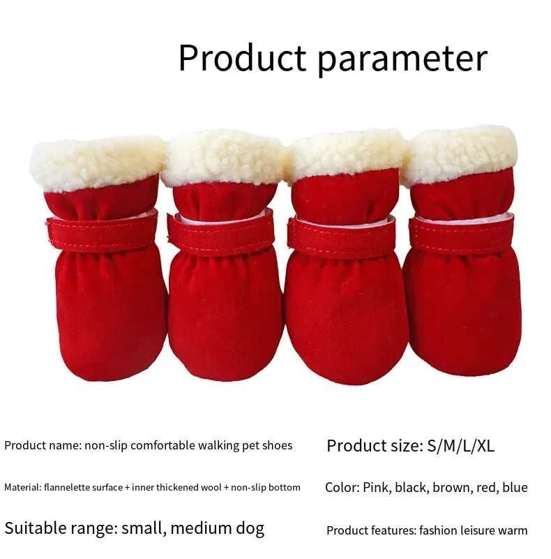 4pcs Waterproof Winter Pet Dog Shoes Anti-slip Rain Snow Boots Footwear Thick Warm For Small Cats Dogs Puppy Dog Socks Booties