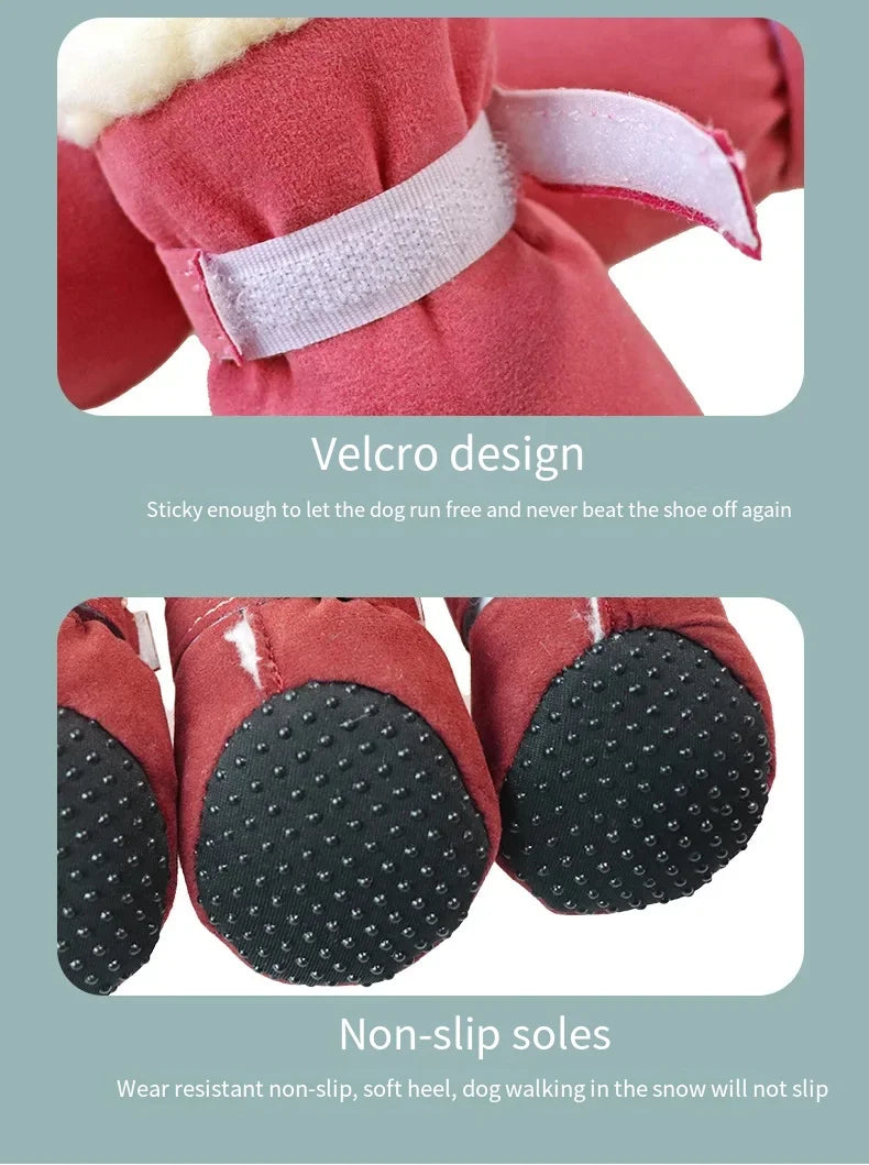 4pcs Waterproof Winter Pet Dog Shoes Anti-slip Rain Snow Boots Footwear Thick Warm For Small Cats Dogs Puppy Dog Socks Booties