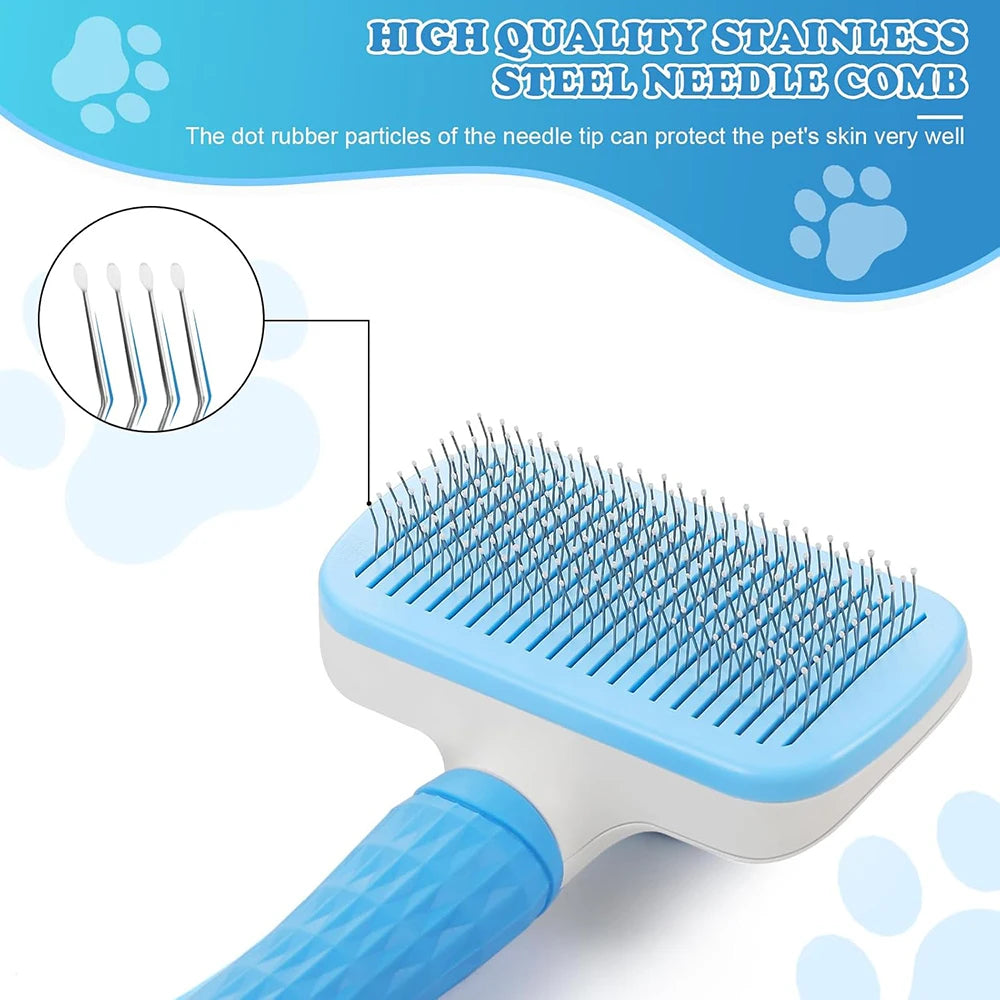 Pet Grooming Massage Brush Hair Cleaning Brush One Click Cleaning Removes Tangles Loose Hair For Short Or Long Hair Cats And Dog