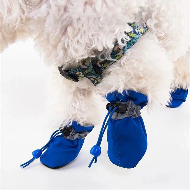 4PCS/Set Weatherproof Dog Shoes for Small Medium Dogs Snow Rain Boots Anti-slip Puppy Shoes for Teddy Bichon Frise Schnauzer