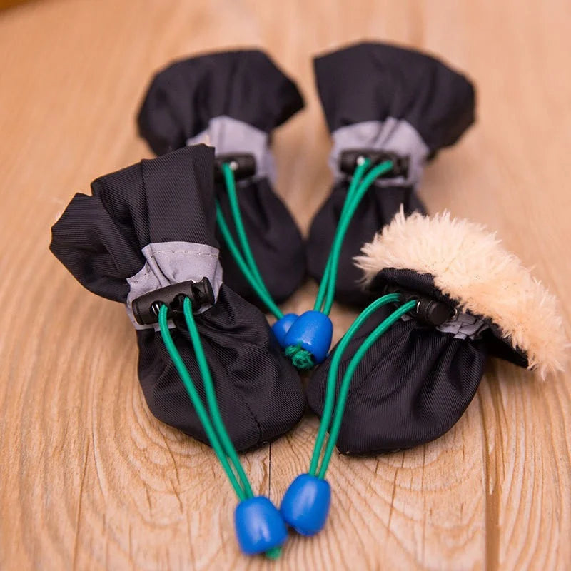 4PCS/Set Weatherproof Dog Shoes for Small Medium Dogs Snow Rain Boots Anti-slip Puppy Shoes for Teddy Bichon Frise Schnauzer