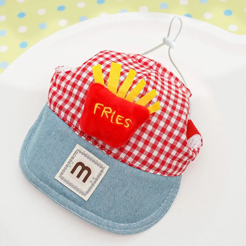 1/Set Fries Pet Harness Traction Rope Pet Wire Rope Pulling Cute Hat Three Piece Puppy Clothes Outgoing Pulling Harness Leash