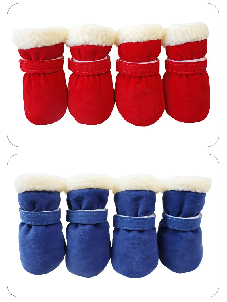 4pcs Waterproof Winter Pet Dog Shoes Anti-slip Rain Snow Boots Footwear Thick Warm For Small Cats Dogs Puppy Dog Socks Booties
