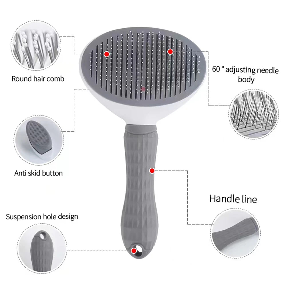 Pet Grooming Massage Brush Hair Cleaning Brush One Click Cleaning Removes Tangles Loose Hair For Short Or Long Hair Cats And Dog
