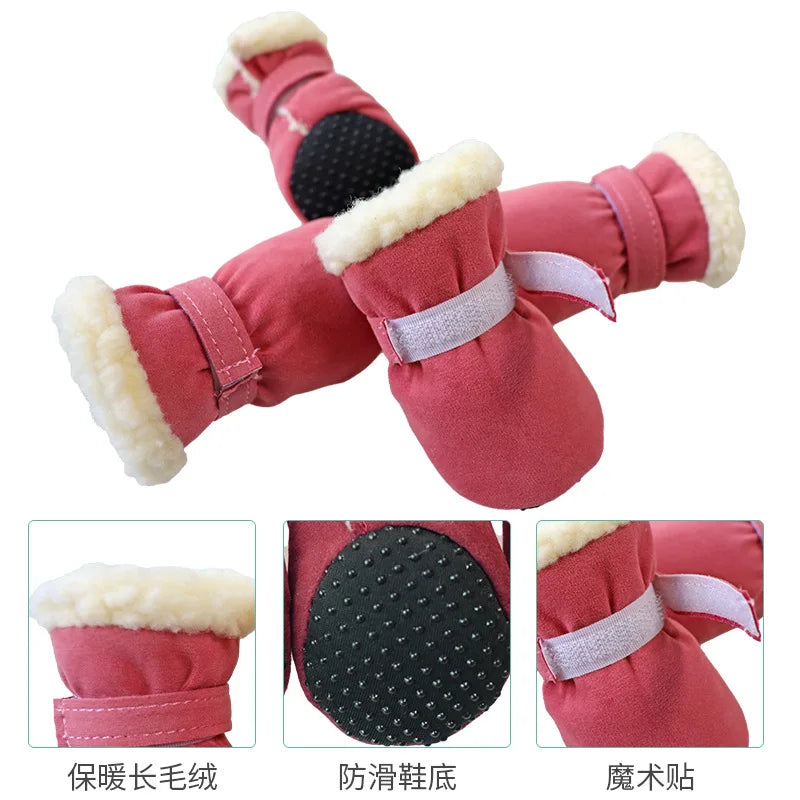 4pcs Waterproof Winter Pet Dog Shoes Anti-slip Rain Snow Boots Footwear Thick Warm For Small Cats Dogs Puppy Dog Socks Booties