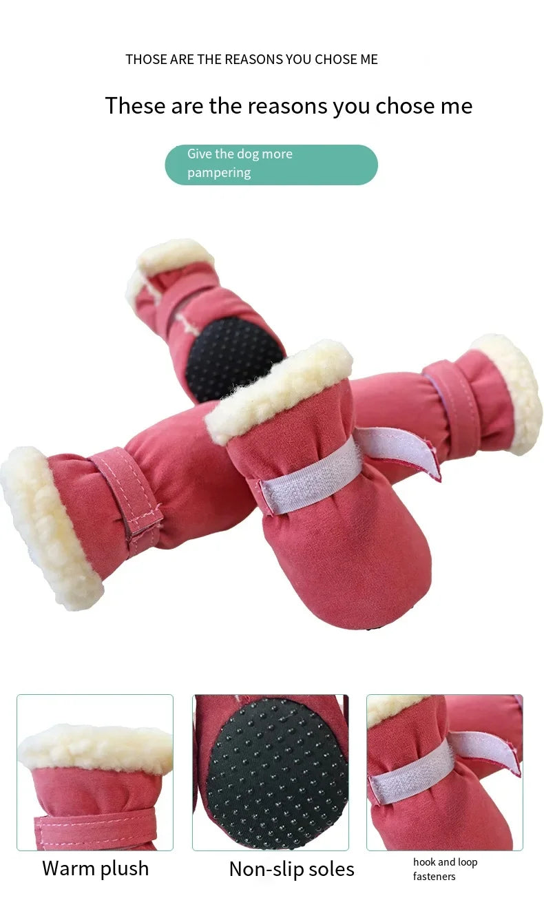 4pcs Waterproof Winter Pet Dog Shoes Anti-slip Rain Snow Boots Footwear Thick Warm For Small Cats Dogs Puppy Dog Socks Booties