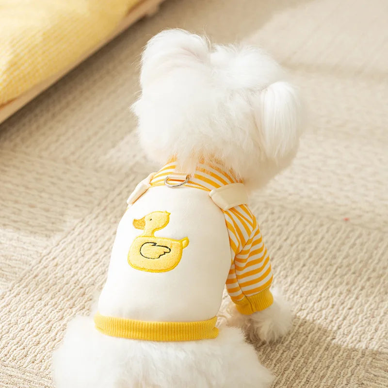 2025 Dog Clothes Cute Dog Hoodies Thin Autumn Winter Dog Coat with D-Ring Striped Print Puppy Sweatshirt Cat Jacket Pet Apparel