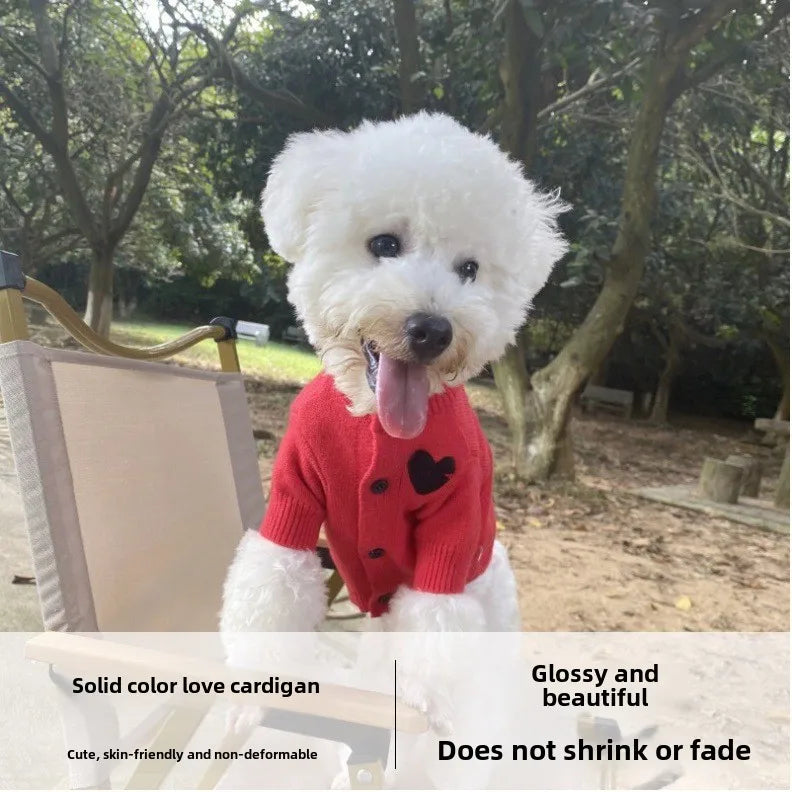 1PC Pet Clothing Spring and Autumn Dog warm Hoodie Love Sweater Suitable for Small and Medium sized Dogs cat pet