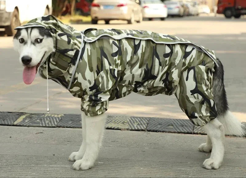 Large Dog Raincoat Reflective Waterproof Dog Clothes Outdoor Rain Coat Jacket Camo Big Dog Rain Raincape Pet Poncho