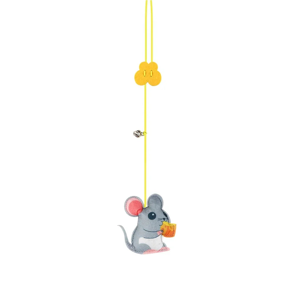 Cat Toy Hang on The Swing Hang on The Door Hang Elastic Feather Toy