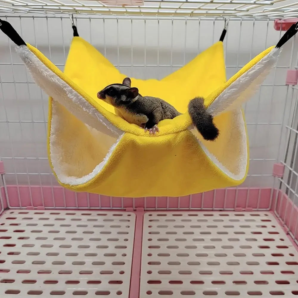 Winter Warm Plush Hamster Hammock Small Animal Double-layer Thick Sleeping Bag Nest Pet Mouse Squirrel Hanging Cage House