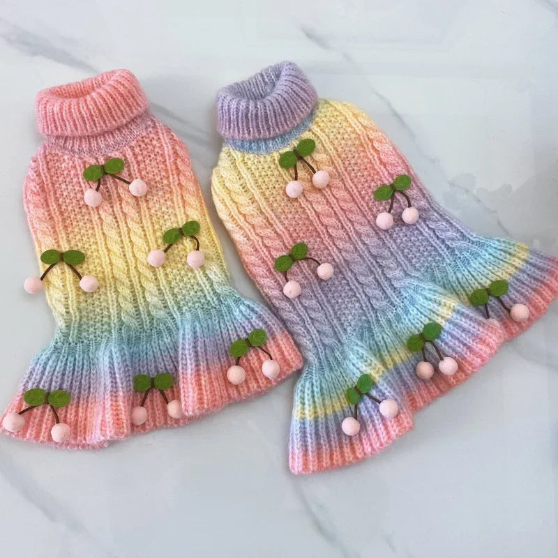 Cute colorful Cat spring Sweater Costume Winter Warm Pet Clothes for Cats Katten warm Clothing Gatos Products for Animals dog