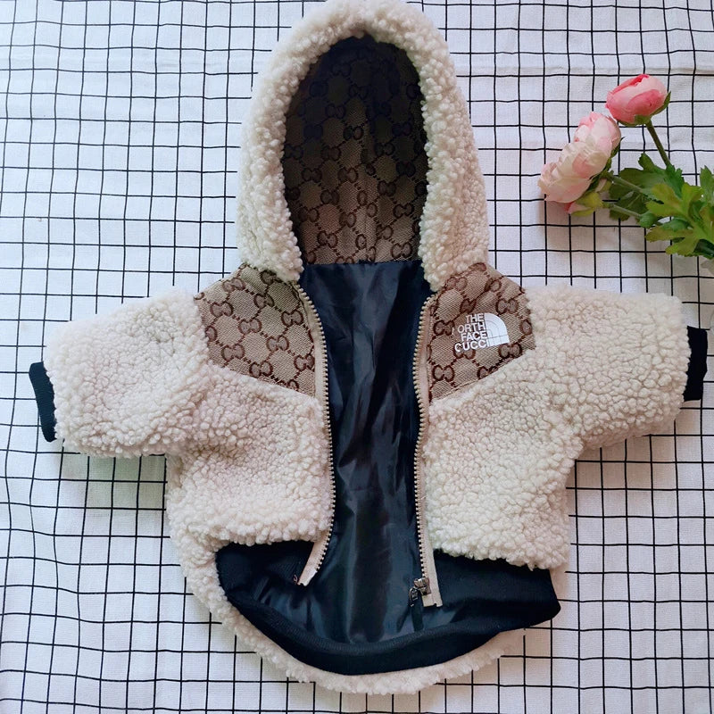 Autumn Winter Warm  Pet Coat 2024 New Small Dogs Teddy Schnauzer Logo Printing Cute Pet Jacket Velvet Soft Cats Dog Clothes