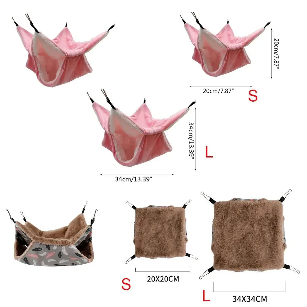 Winter Warm Plush Hamster Hammock Small Animal Double-layer Thick Sleeping Bag Nest Pet Mouse Squirrel Hanging Cage House
