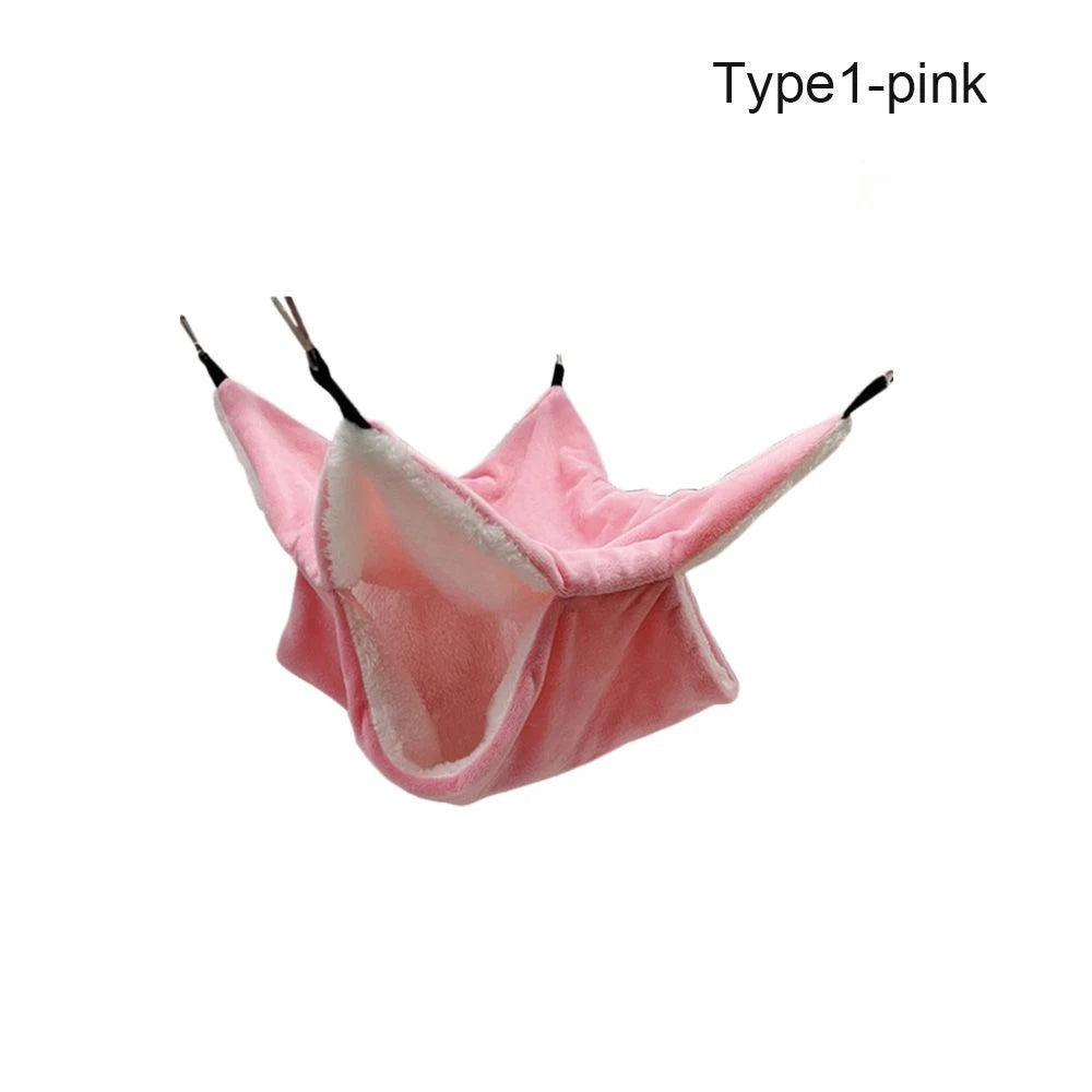 Winter Warm Plush Hamster Hammock Small Animal Double-layer Thick Sleeping Bag Nest Pet Mouse Squirrel Hanging Cage House