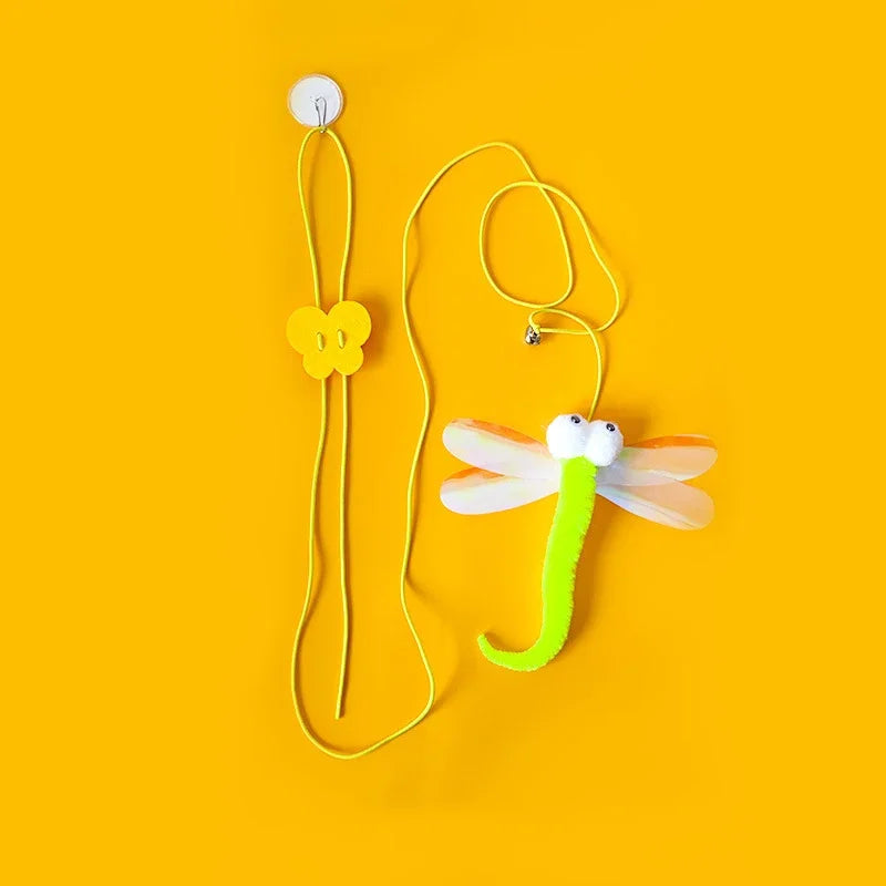 Cat Toy Hang on The Swing Hang on The Door Hang Elastic Feather Toy