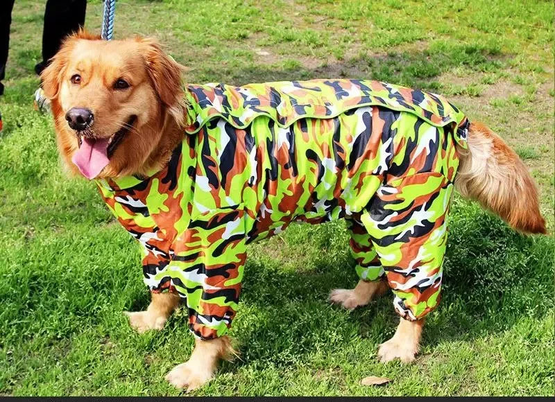 Large Dog Raincoat Reflective Waterproof Dog Clothes Outdoor Rain Coat Jacket Camo Big Dog Rain Raincape Pet Poncho