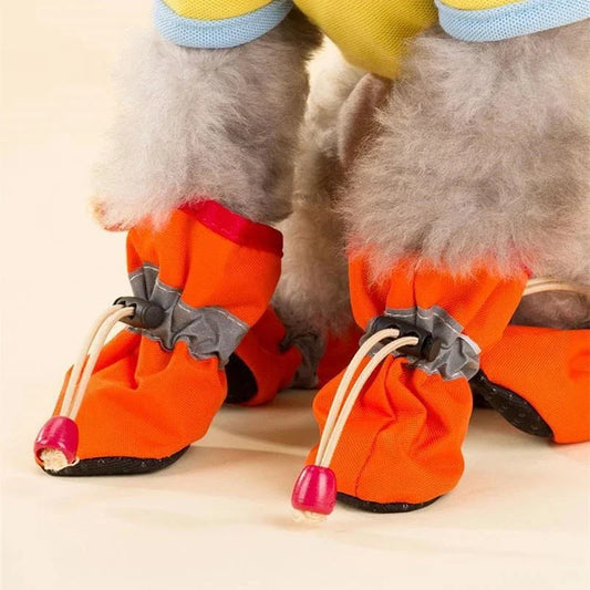 4PCS/Set Weatherproof Dog Shoes for Small Medium Dogs Snow Rain Boots Anti-slip Puppy Shoes for Teddy Bichon Frise Schnauzer