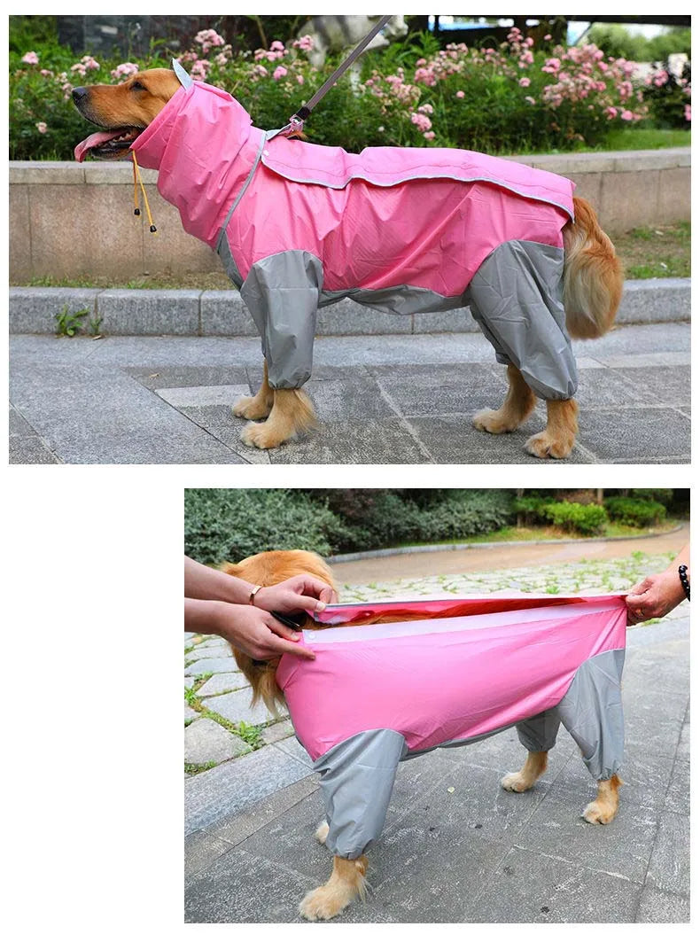 Large Dog Raincoat Reflective Waterproof Dog Clothes Outdoor Rain Coat Jacket Camo Big Dog Rain Raincape Pet Poncho
