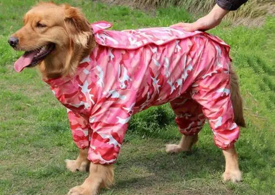 Large Dog Raincoat Reflective Waterproof Dog Clothes Outdoor Rain Coat Jacket Camo Big Dog Rain Raincape Pet Poncho