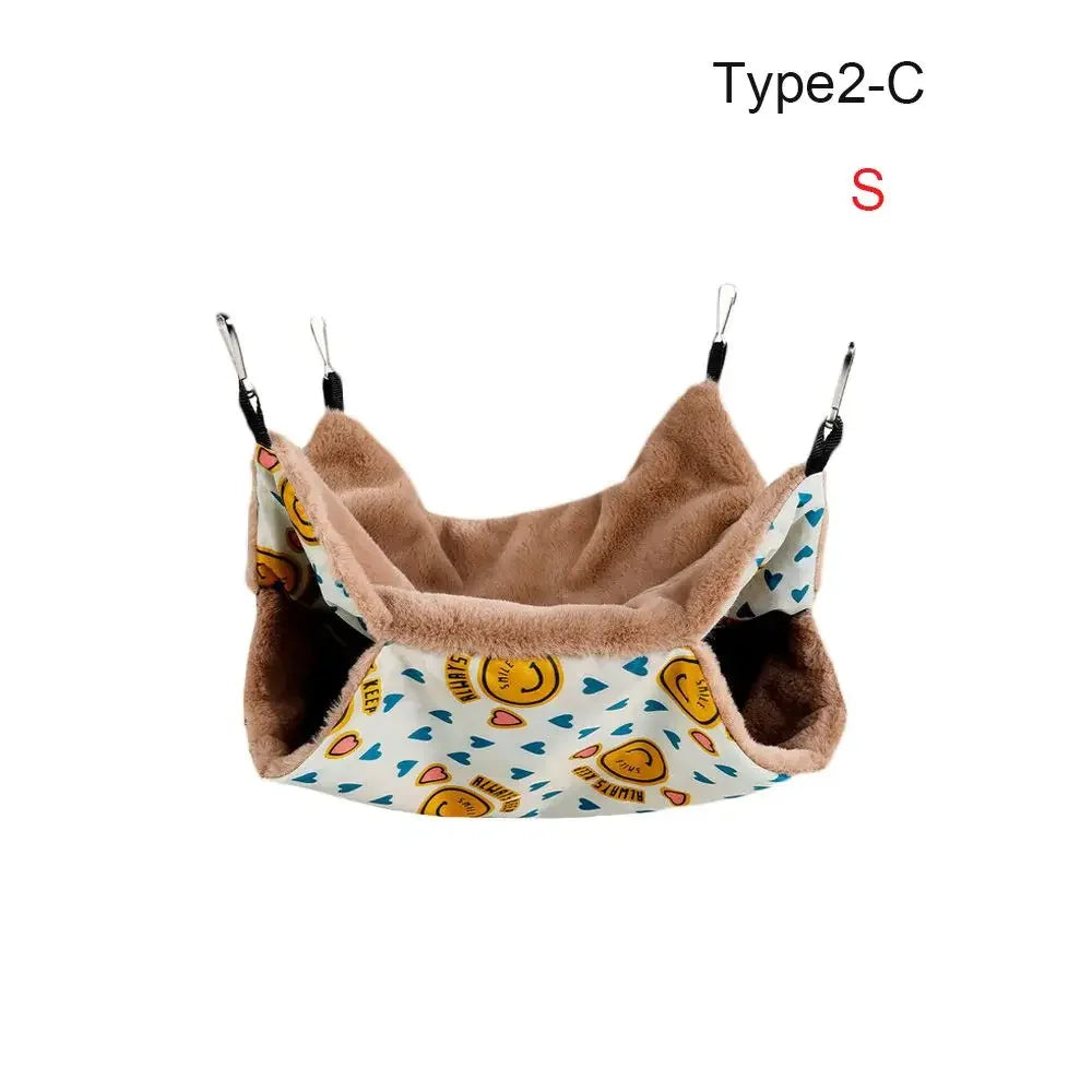 Winter Warm Plush Hamster Hammock Small Animal Double-layer Thick Sleeping Bag Nest Pet Mouse Squirrel Hanging Cage House