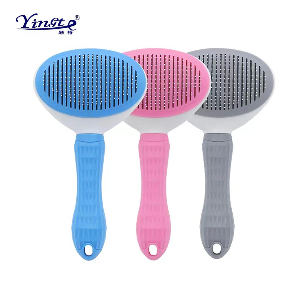 Pet Grooming Massage Brush Hair Cleaning Brush One Click Cleaning Removes Tangles Loose Hair For Short Or Long Hair Cats And Dog