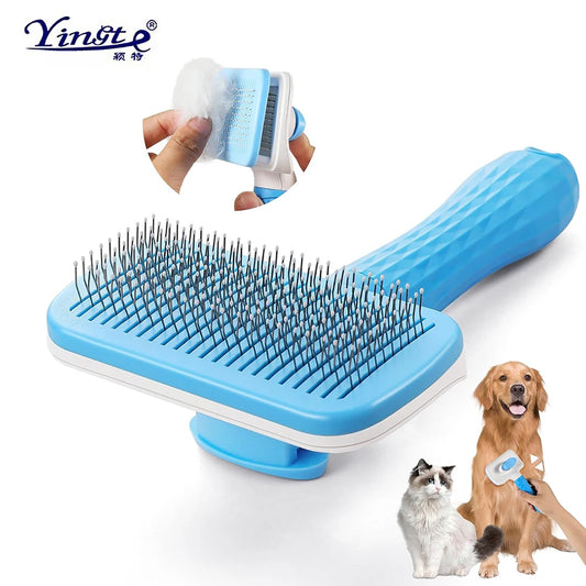 Pet Grooming Massage Brush Hair Cleaning Brush One Click Cleaning Removes Tangles Loose Hair For Short Or Long Hair Cats And Dog
